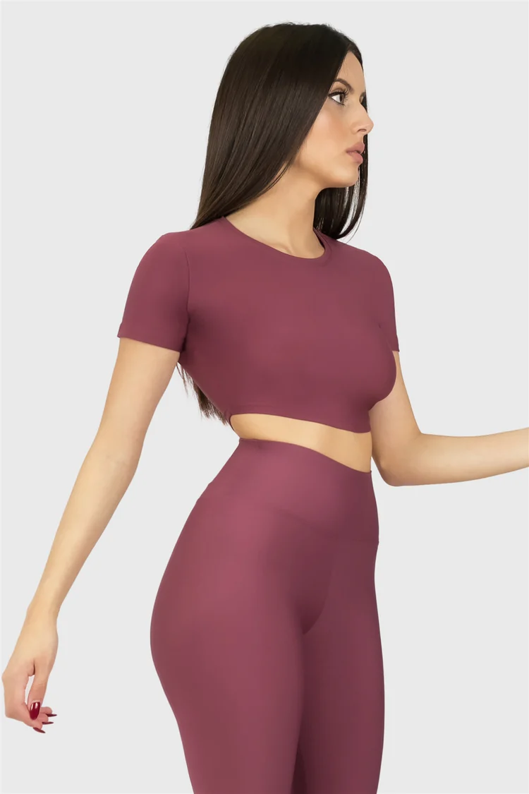 Dusty Rose Short Sleeve Crop Top