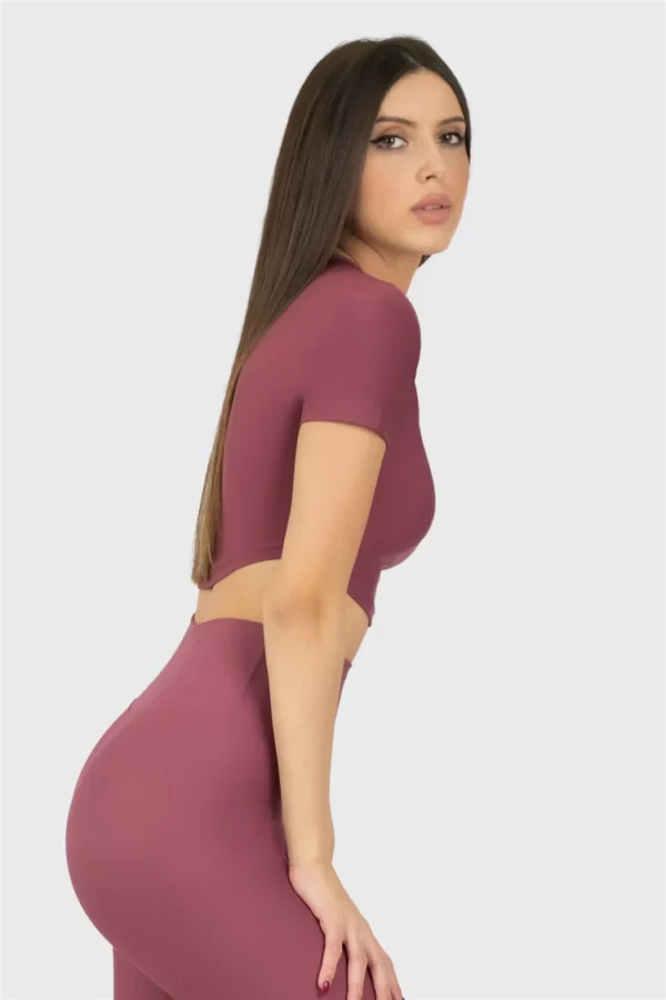 Dusty Rose Short Sleeve Crop Top - Image 2