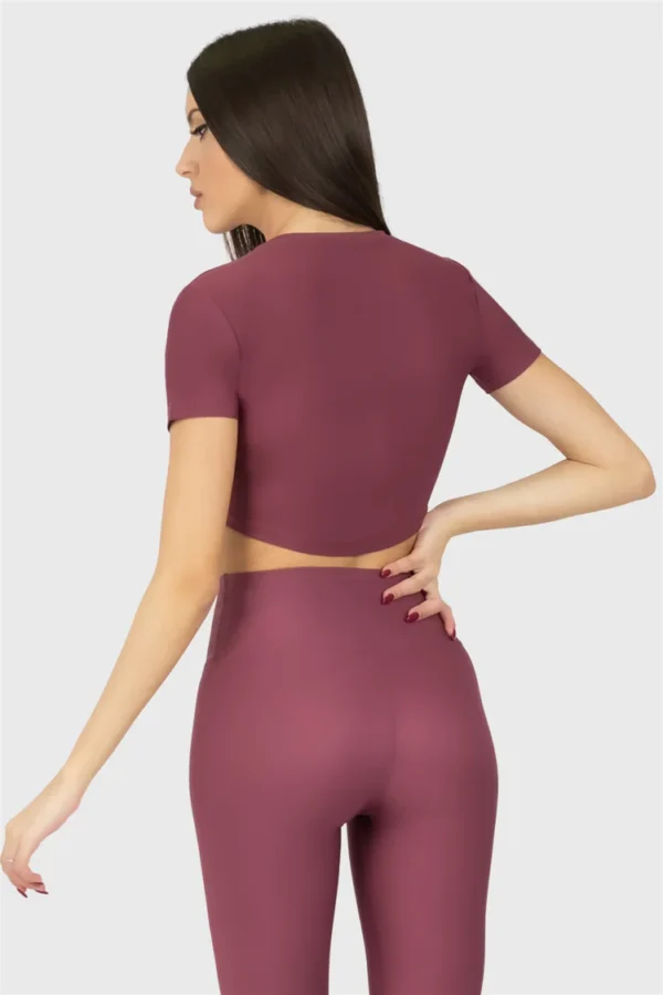 Dusty Rose Short Sleeve Crop Top - Image 3