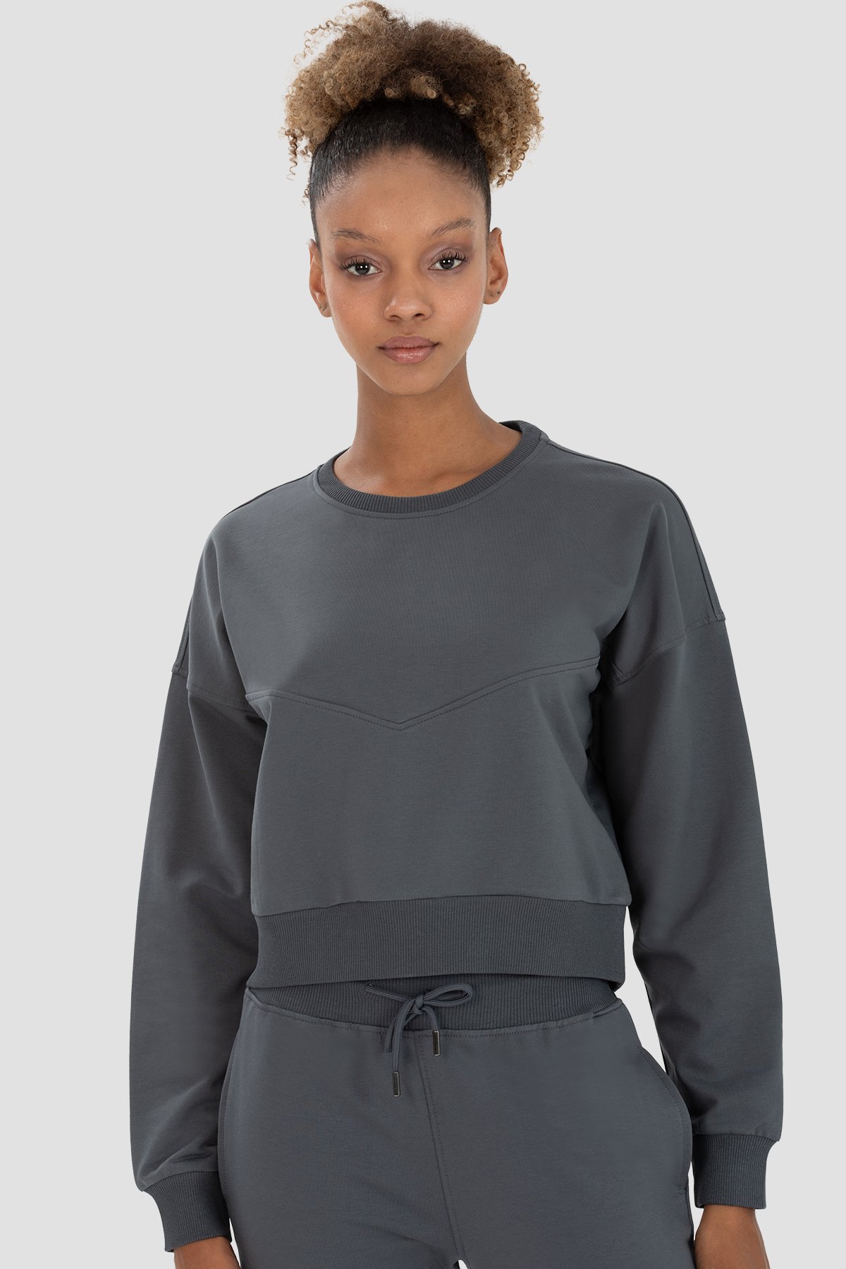 Ena Oversize Smoke Grey Sweatshirt - Super Stacy