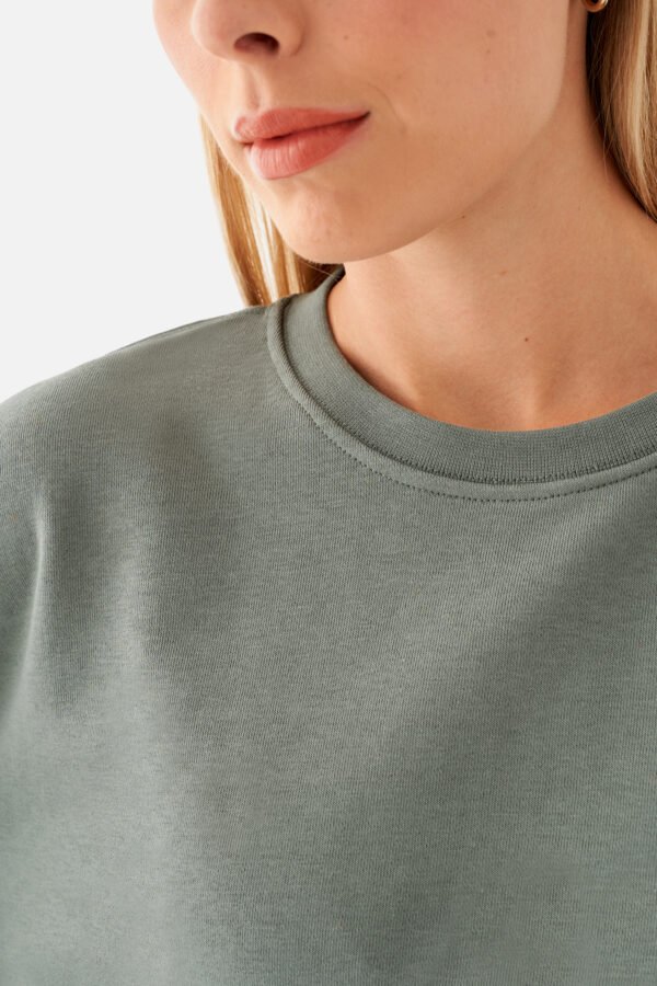 Nina Cotton Basic Sweatshirt Khaki - Image 3