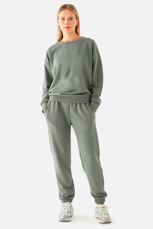 Nina Cotton Basic Sweatshirt Khaki - Image 4