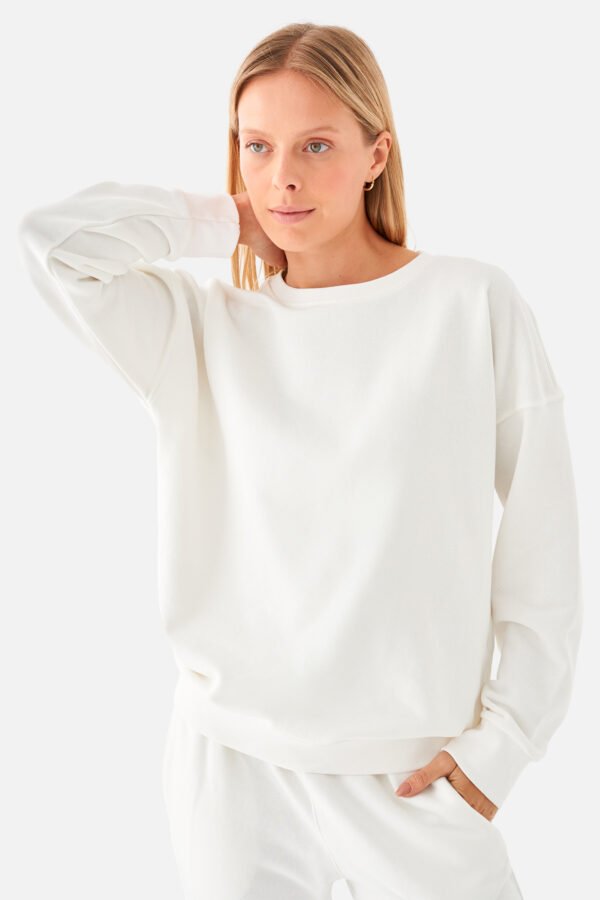 Nina Cotton Basic Sweatshirt Ecru - Image 2