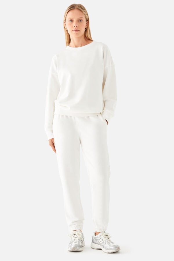 Nina Cotton Basic Sweatshirt Ecru - Image 3