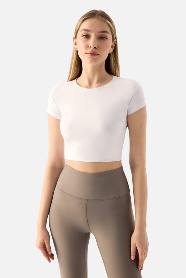 Melina Short Sleeve Crop Top White