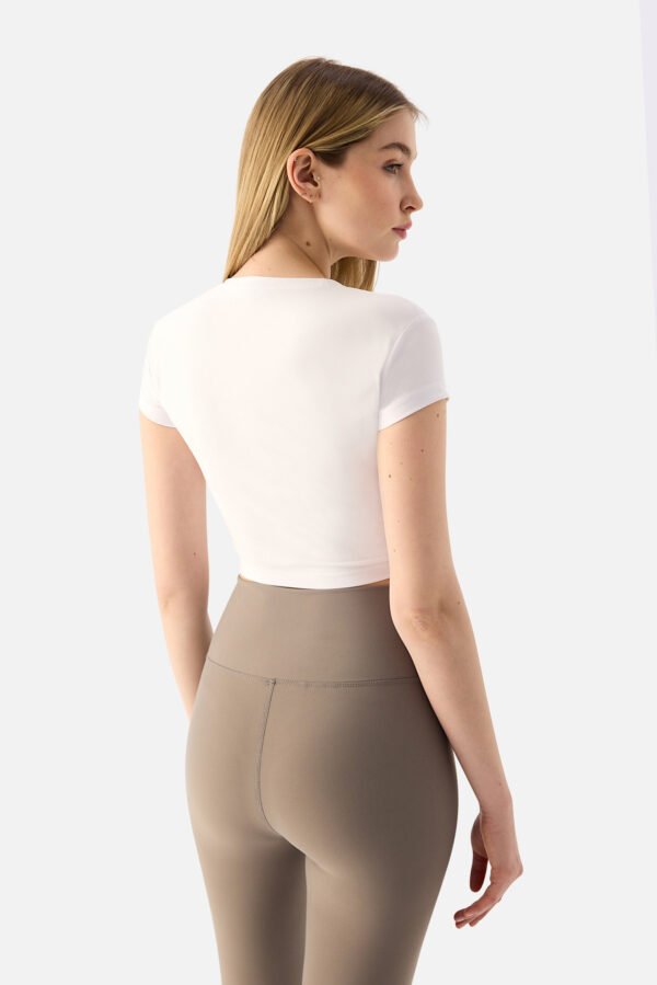 Melina Short Sleeve Crop Top White - Image 2