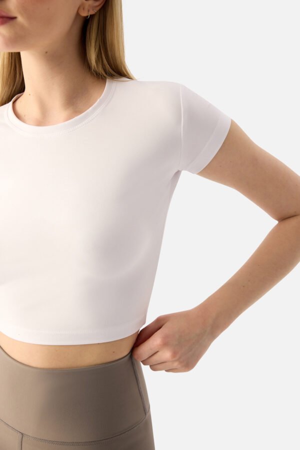 Melina Short Sleeve Crop Top White - Image 3